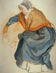 A nurse warming a garment for a patient in a historical setting