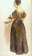 Portrait painting of a young girl holding a doll