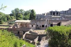 Ruins of the ancient Roman city of Pompeii preserved after the eruption of Mt. Vesuvius in 79 AD