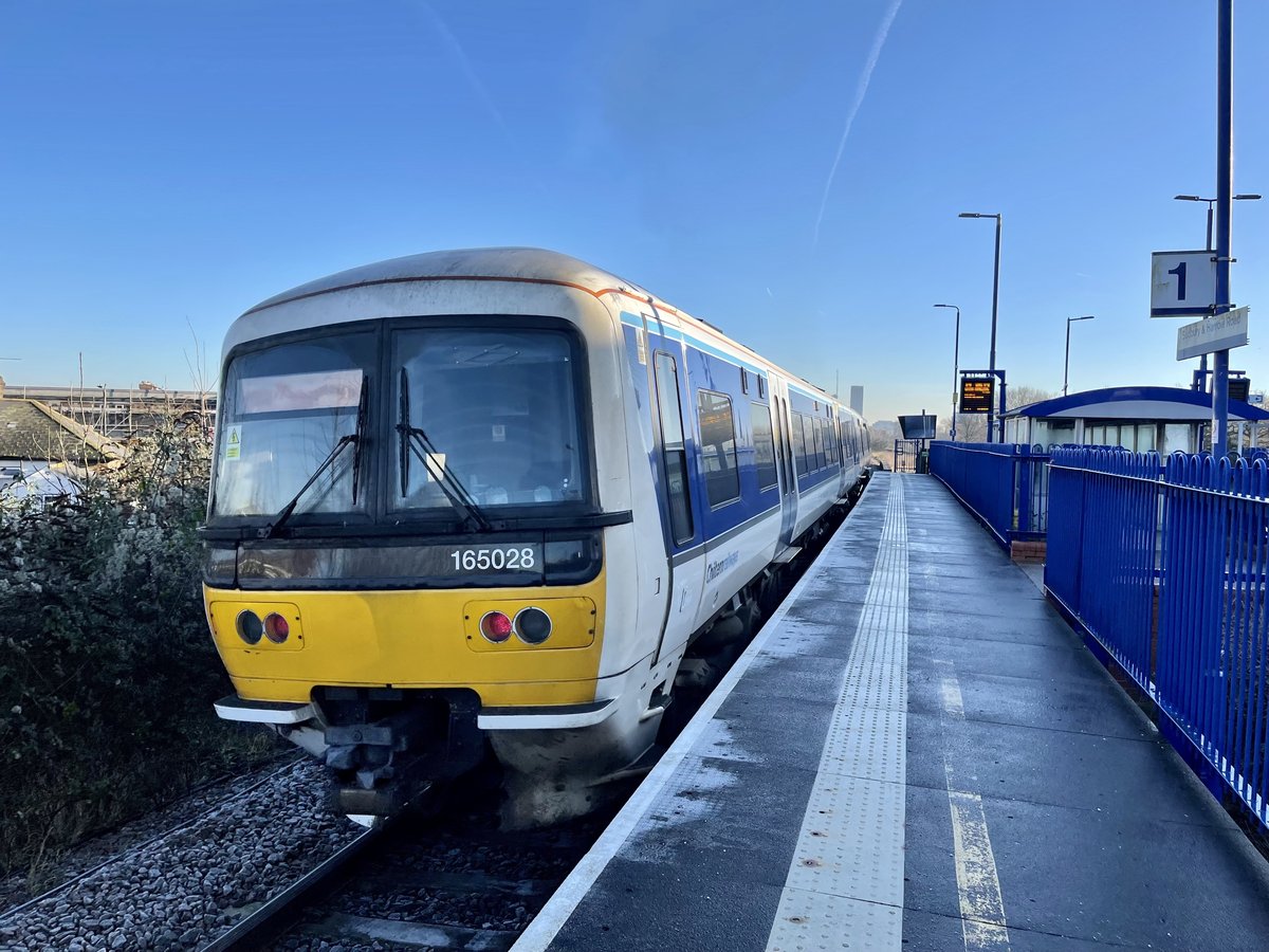 Chiltern Railways train 165028 at Sudbury and Harrow Road station platform 1