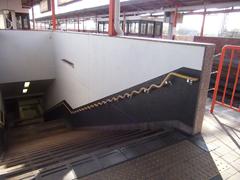 Wooden staircase at Sumiyoshi Taisha Station in Osaka, Japan