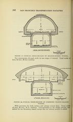 Typical cross-sections of Mission-Sunset Tunnel and combined traffic-transit tunnel showing bore widths and roadway layouts