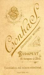 Photographic studio of Csonka Simon at 28 Rákóczi (Kerepesi) út in 1880