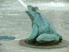 Close-up of a frog sculpture detail at Swann Memorial Fountain in Philadelphia