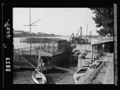 Dredgers and boats along the canal bank in Isma'lia, Egypt