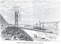 Arrival of the ship Aguila at Ismailia on the Suez Canal