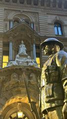 Statue of a soldier standing guard at the Cenotaph in Martin Place Sydney