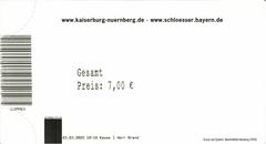 Entry ticket to the Kaiserburg Museum in Nuremberg