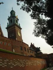 Aerial view of Kraków old town with historical buildings and greenery