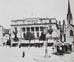 Historic Paradeplatz Zurich with Hotel Baur around 1890