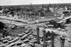 Bird's-eye view of the Grand Palace grounds and wall in Bangkok