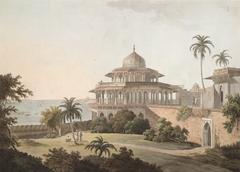 The Chalees Satoon pavilion with forty pillars at Allahabad Fort overlooking the River Jumna in 1795