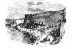 View of the historic Fort of Allahabad from the River Jumna, 1857