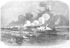 Historic sketch depicting the recapture of Allahabad city and fort from rebels in 1857