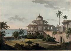 The Chalis Satun or Hall of Forty Pillars at Allahabad, historic oriental architecture with rows of columns