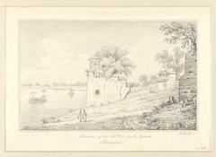 Old Fort remains near the Jumna river in Allahabad, pencil drawing from early 19th-century travel journal