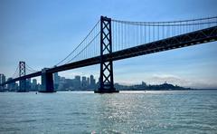 San Francisco-Oakland Bay Bridge viewed from a ferry on a clear day