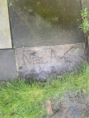 Neil Aspinall's name inscribed in concrete outside the Casbah Coffee Club