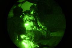 Airmen from the 13th Air Support Operations Squadron performing personnel rescue training under opposing fire at Fort Carson