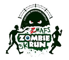 2016 Cheyenne Mountain Air Force Station Zombie Run logo with runners ascending mountain while avoiding zombies