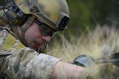 U.S. Air Force Staff Sgt. disarming simulated unexploded ordnance during training at Fort Carson Airburst Range