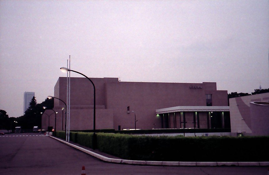 Interior view of NHK Hall with stage and seating