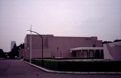 Interior view of NHK Hall with stage and seating