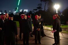 Deputy Secretary of State Kurt Campbell laying a wreath at a ceremony in Auckland on August 30, 2024