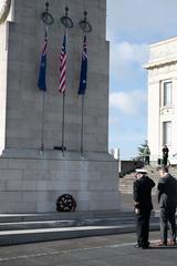 2nd Gentleman Doug Emhoff laying a wreath during Auckland tour on 23 July 2023
