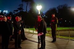 Deputy Secretary of State Kurt Campbell laying a wreath during a ceremony in Auckland on August 30, 2024