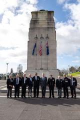 2nd Gentleman Doug Emhoff laying wreath during Auckland tour on 23 July 2023