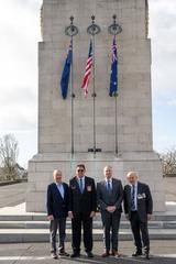 2nd Gentleman Doug Emhoff laying wreath during Auckland tour on 23 July 2023
