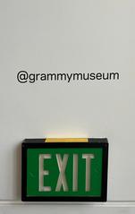 Grammy Museum exterior with social media icons on display in July 2022