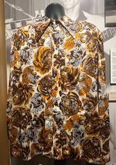 Elvis Presley shirt displayed at the Grammy Museum in July 2022