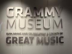 Grammy Museum inscription on a light colored stone wall