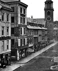 Street view of 1860 Washington Street and Water Street in Boston, Massachusetts