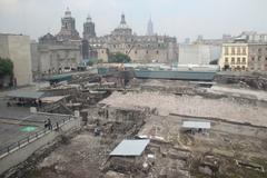 Aztec Great Temple and Metropolitan Cathedral in Mexico City
