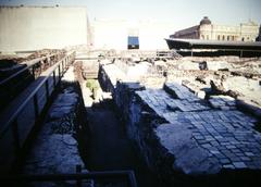 Aztec Templo Mayor ruins with clear sky