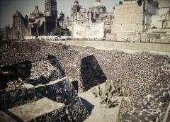 Aztec Templo Mayor ancient temple ruins in Mexico City