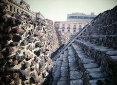 Aztec Templo Mayor ancient temple ruins in Mexico City