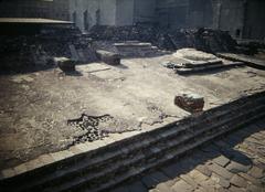 View of Aztec Templo Mayor ruins in Mexico City