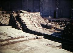 Aztec Templo Mayor ancient temple ruins in Mexico City