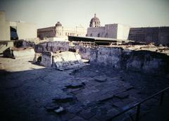 Aztec Templo Mayor ancient pyramid temple ruins in Mexico
