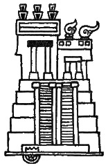 Ancient Temple of Huitzilpotchli and Tlaloc in Tenochtitlan with detailed Aztec architecture