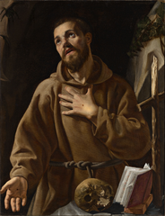 Baroque painting of Saint Francis in prayer