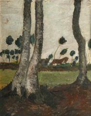Landscape with windblown trees painting by Paula Modersohn-Becker
