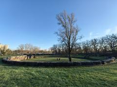 Ancient Roman amphitheater ruins in Aquincum, Budapest