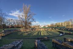 Roman amphitheater ruins in Aquincum, Budapest
