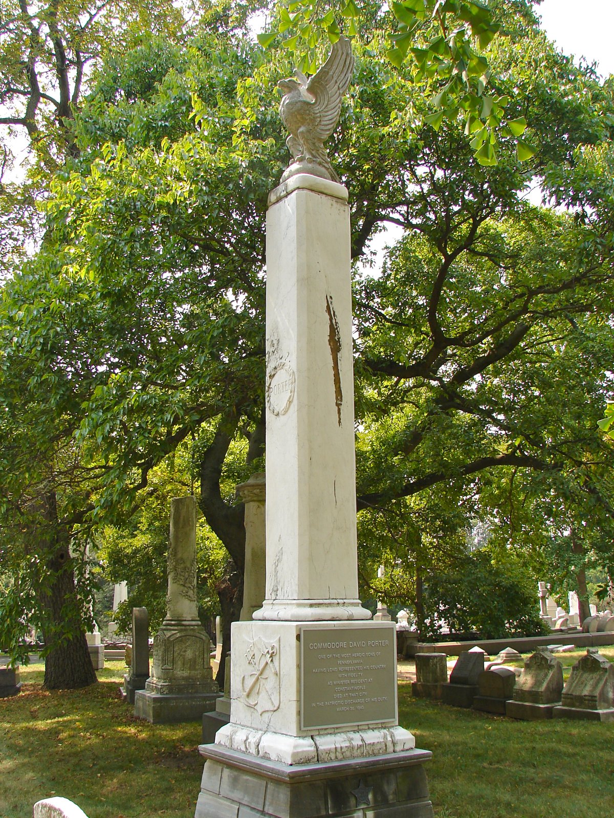 Obelisk to Commodore David Porter at Woodlands Cemetery Philadelphia