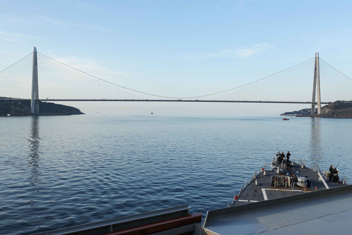 USS Ross guided-missile destroyer sailing in the Black Sea